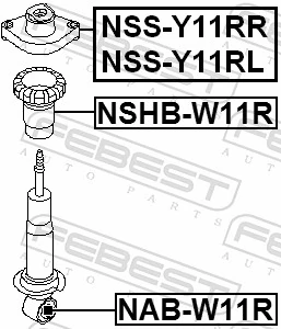 FEBEST NAB-W11R Bush, shock absorber