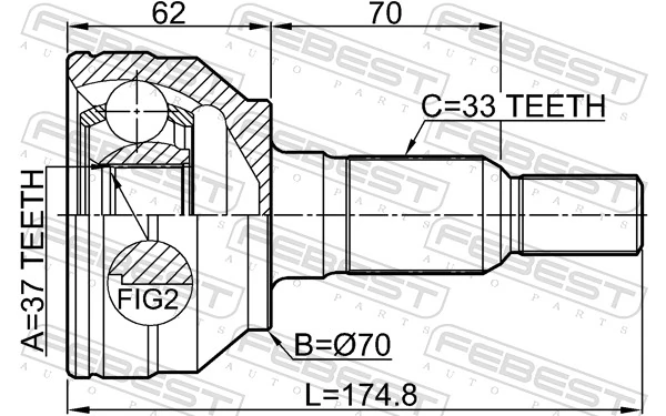 FEBEST 3610-H3 Joint Kit, drive shaft
