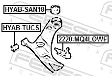 FEBEST HYAB-SAN18 Mounting, control/trailing arm