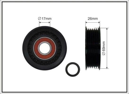 Deflection/Guide Pulley, V-ribbed belt 84-91
