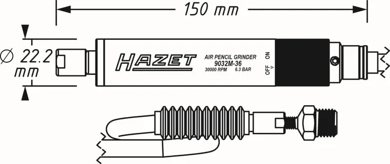 HAZET 9032M-36 Straight-grip Grinder (compressed air)