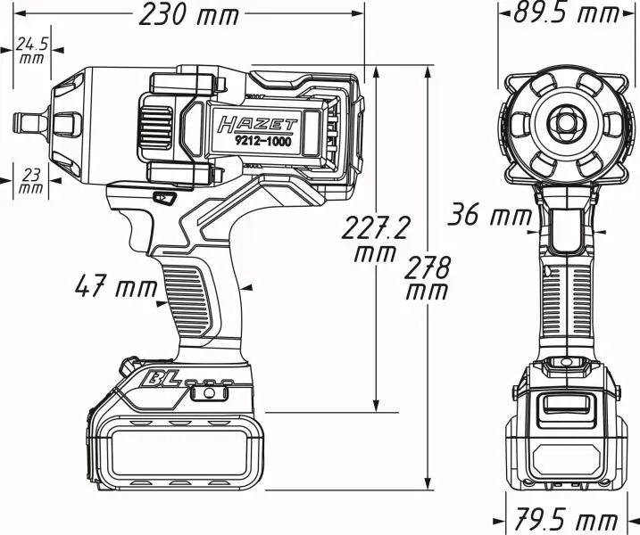 HAZET 9212-1000LB/4 Impact Wrench (rechargeable battery)