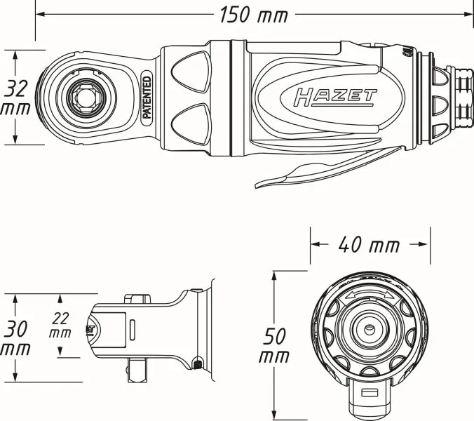 HAZET 9020P-2 Ratchet Screwdriver (compressed air)