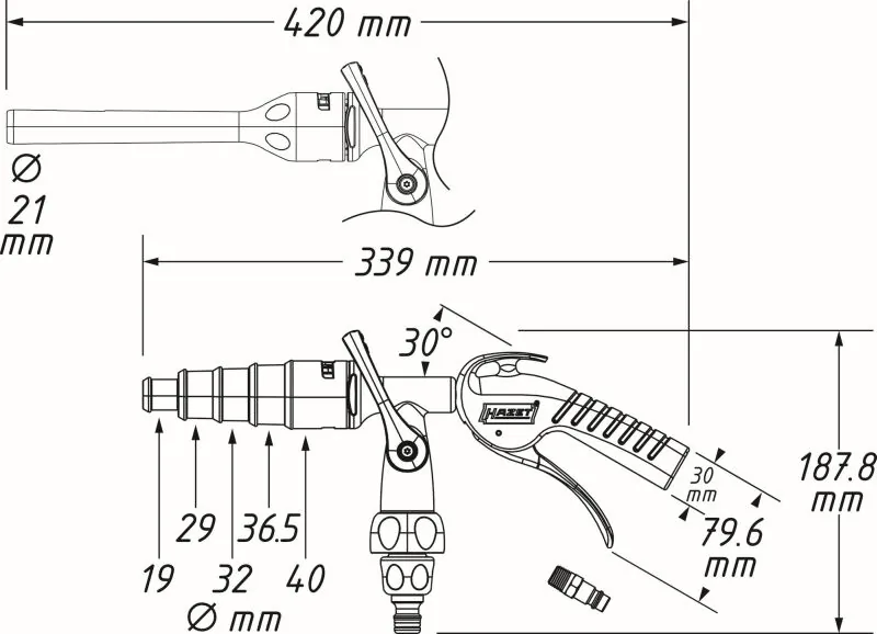 HAZET 9048P-2/3 Cleaning Gun (compressed air)
