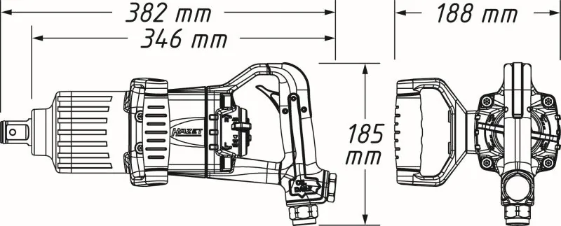 HAZET 9014PS-1 Impact Wrench (compressed air)