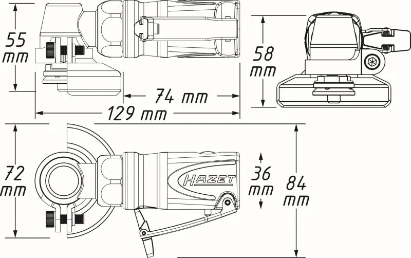 HAZET 9033M-7 Angle Grinder (compressed air)