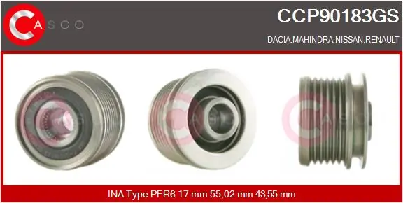 Belt Pulley, alternator Genuine CCP90183GS