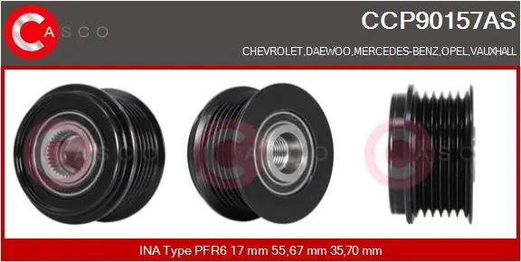 Belt Pulley, alternator Brand New HQ CCP90157AS