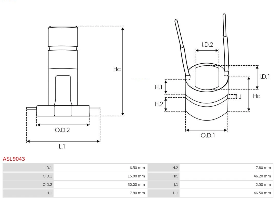 Slip Ring, alternator Brand new AS-PL ASL9043