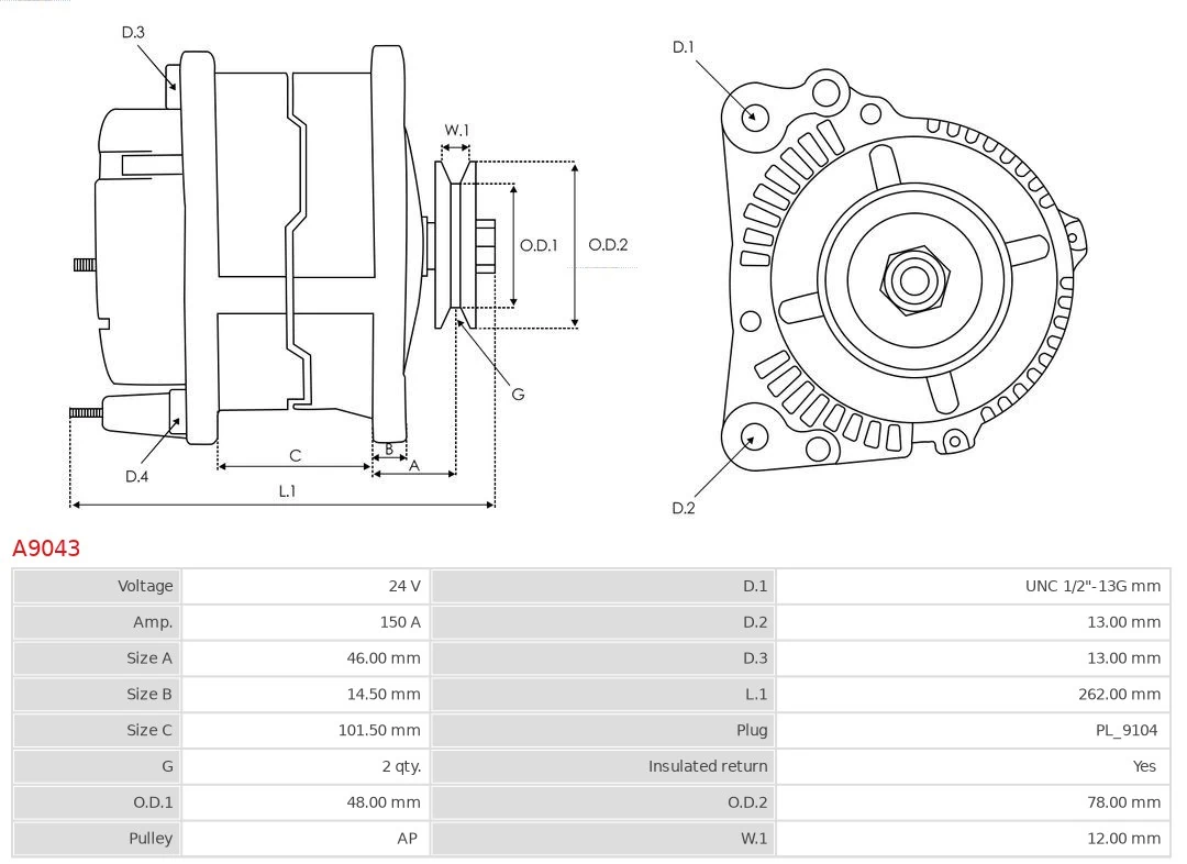 AS-PL A9043 Alternator
