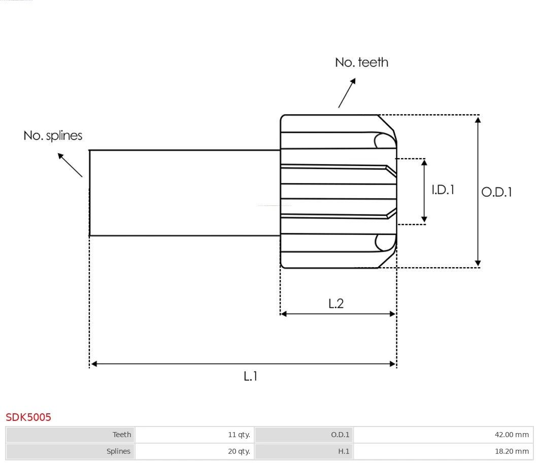 Freewheel Gear, starter Brand new AS-PL SDK5005