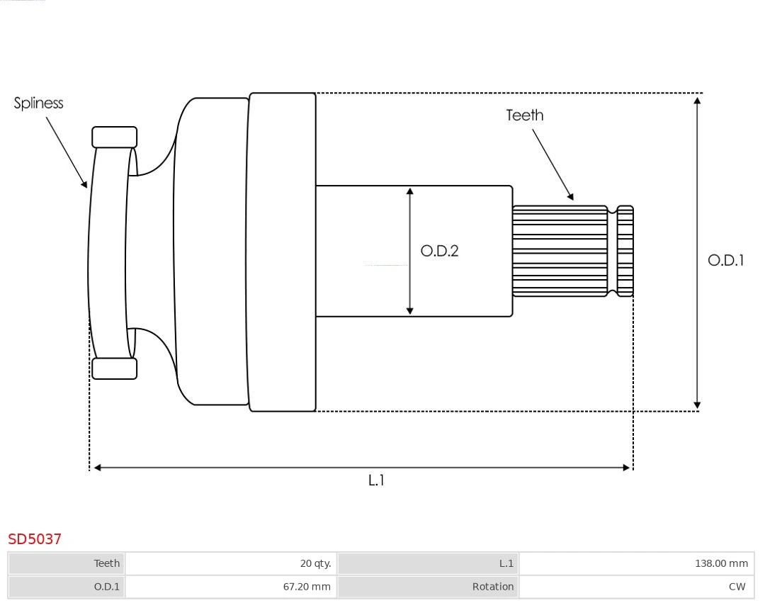 Pinion, starter Brand new AS-PL SD5037