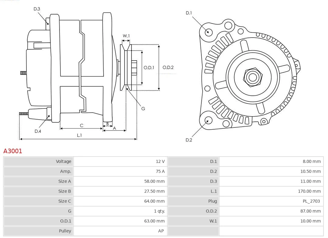 Alternator Brand new AS-PL A3001