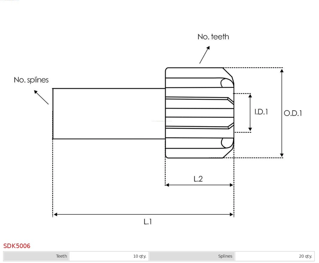 Freewheel Gear, starter Brand new AS-PL SDK5006