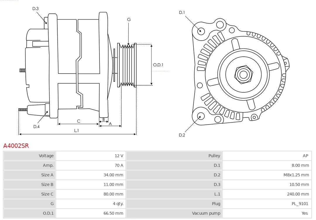 AS-PL A4002SR Alternator