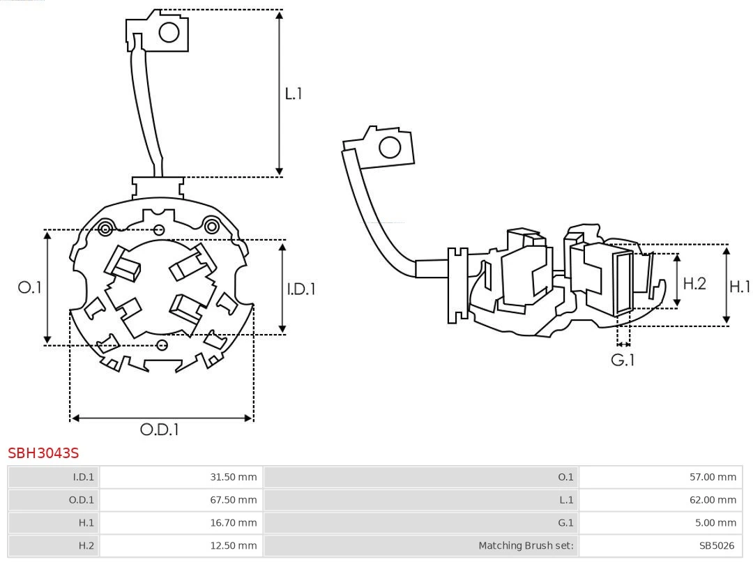 AS-PL SBH3043S Holder, carbon brushes