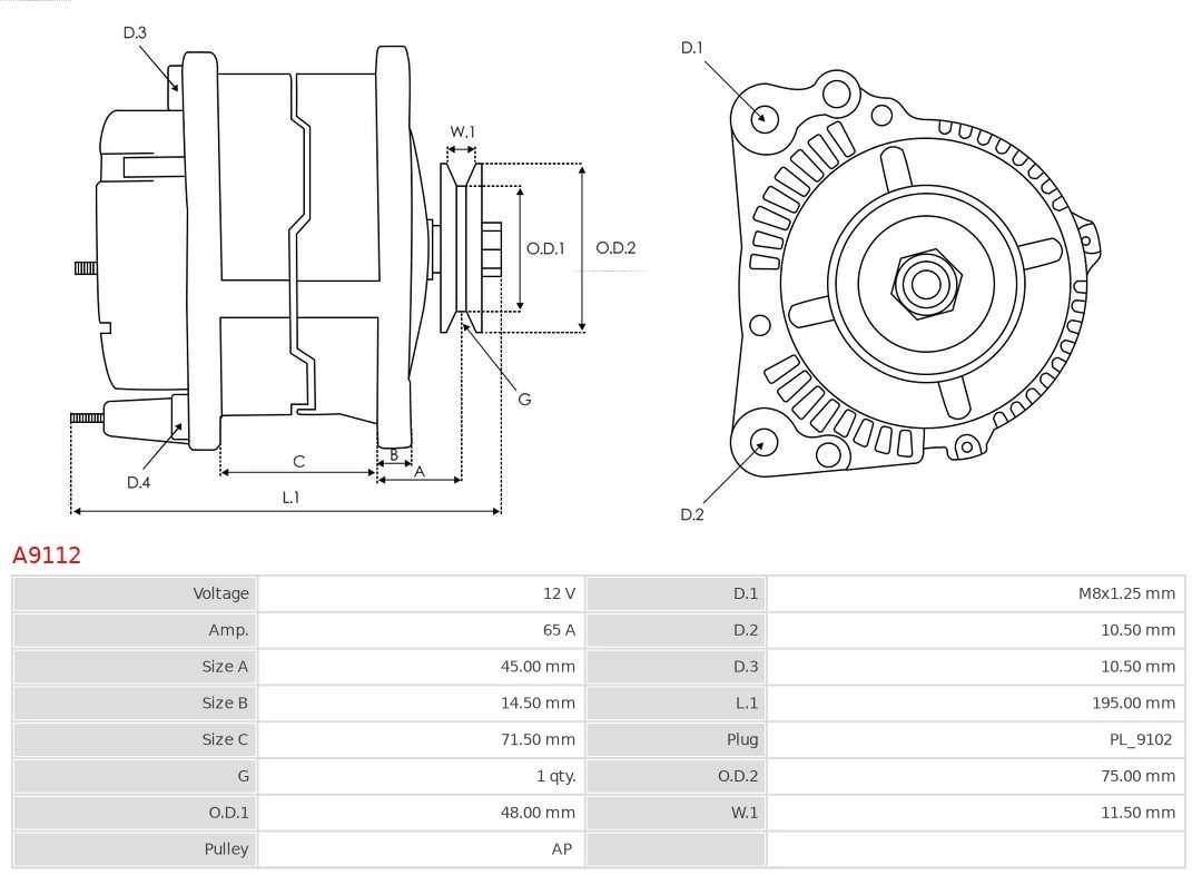 AS-PL A9112 Alternator