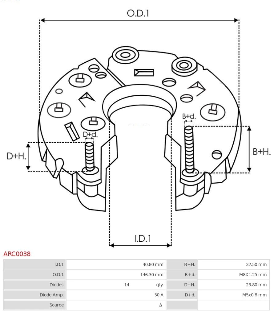 Rectifier, alternator Brand new AS-PL ARC0038