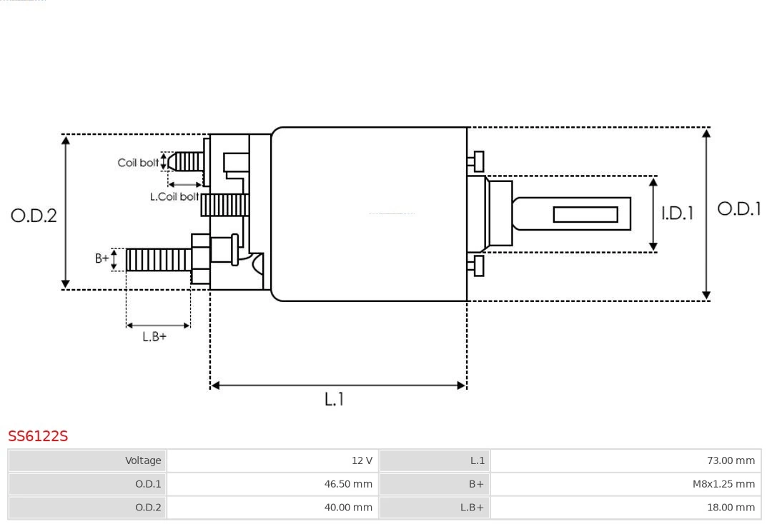 AS-PL SS6122S Solenoid Switch, starter
