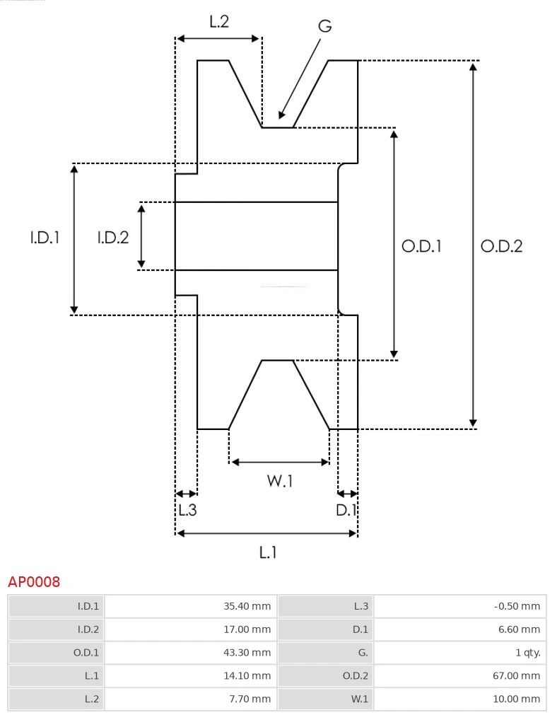 AS-PL AP0008 Belt Pulley, alternator