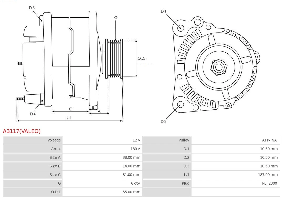 Alternator Brand new Valeo A3117(VALEO)