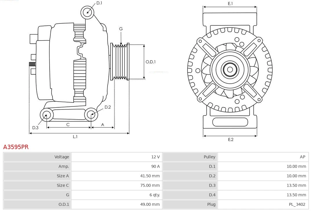AS-PL A3595PR Alternator