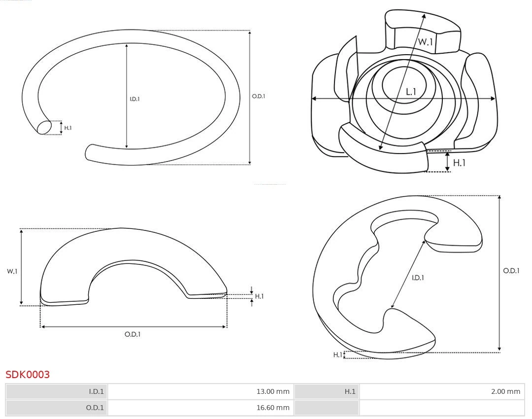 Kit de reparación, motor de arranque Nuevo AS-PL SDK0003