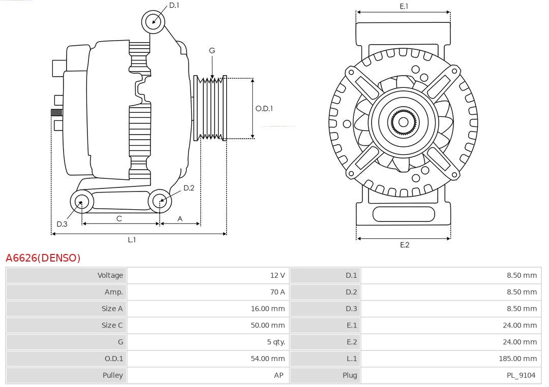 Alternator Brand new Denso A6626(DENSO)