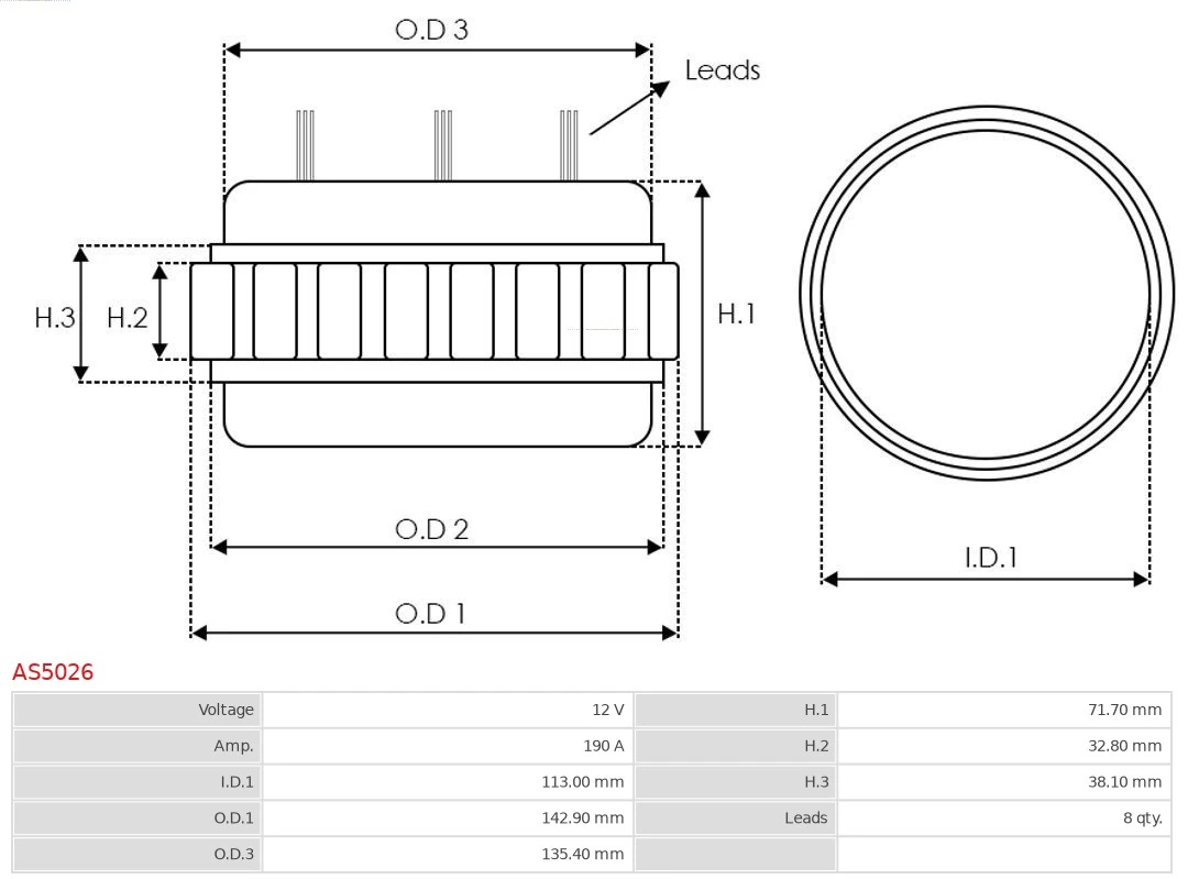 AS-PL AS5026 Stator, alternator
