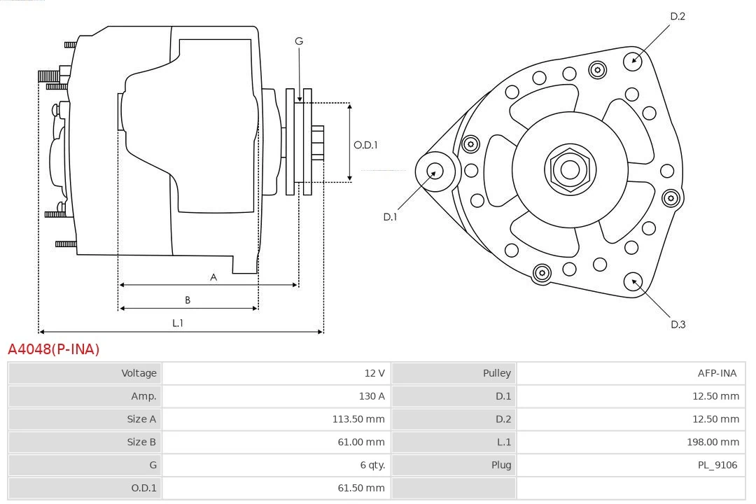 Alternator Brand new AS-PL A4048(P-INA)
