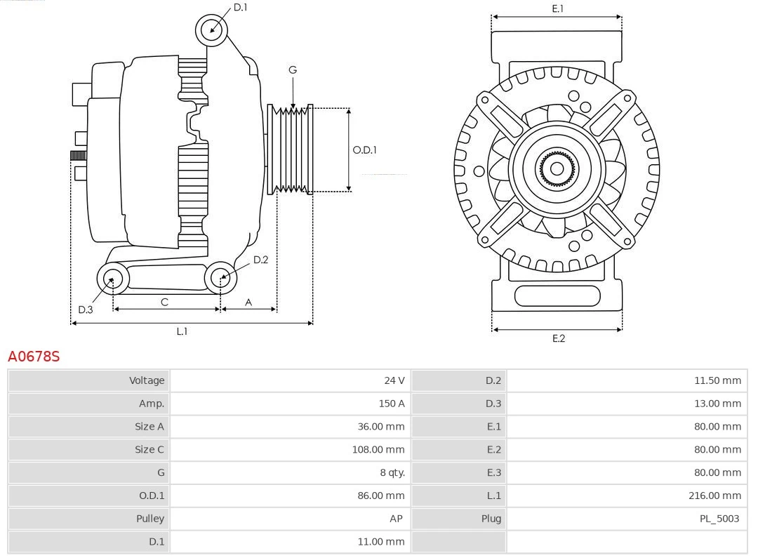 AS-PL A0678S Alternator