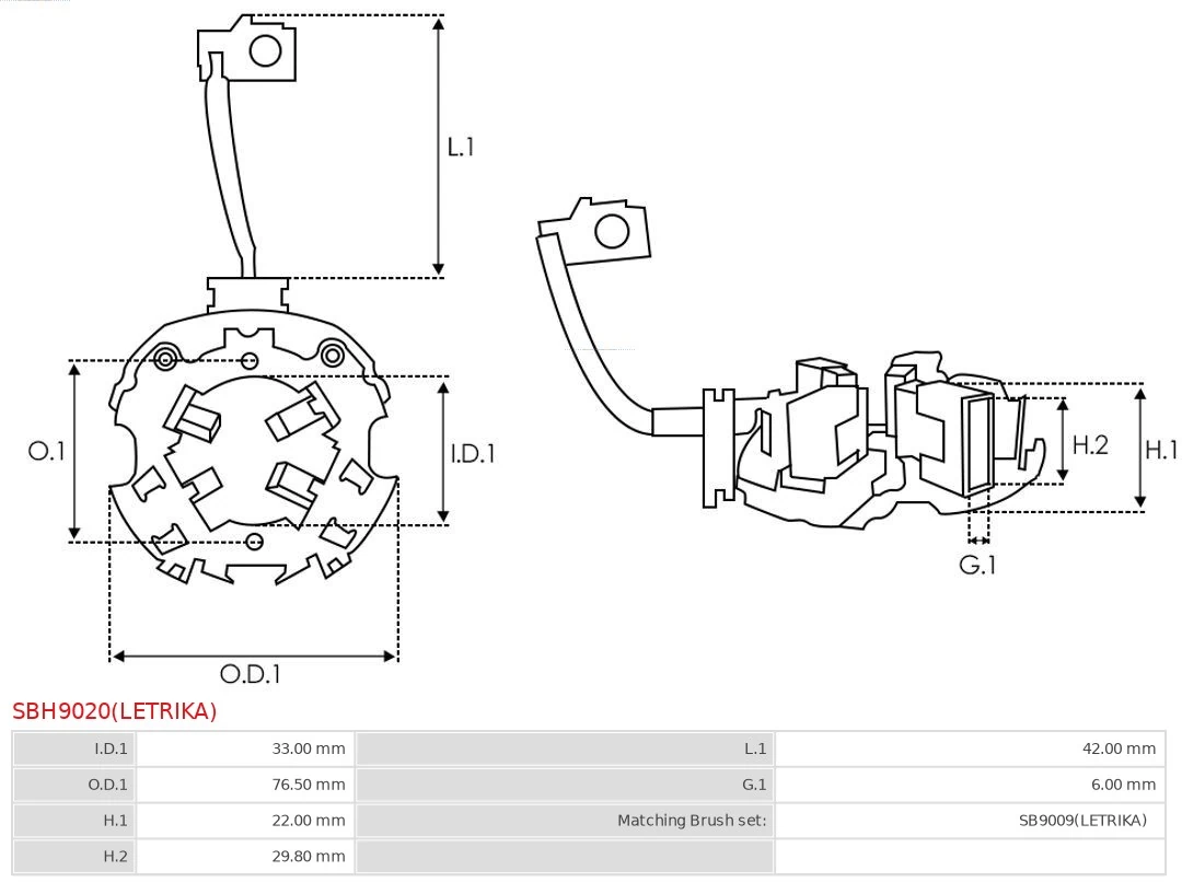 Holder, carbon brushes Brand new Letrika SBH9020(LETRIKA)