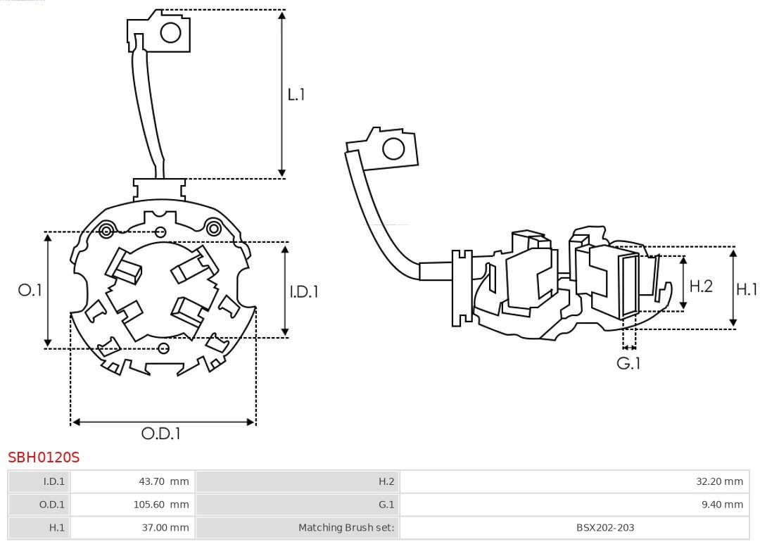 AS-PL SBH0120S Holder, carbon brushes