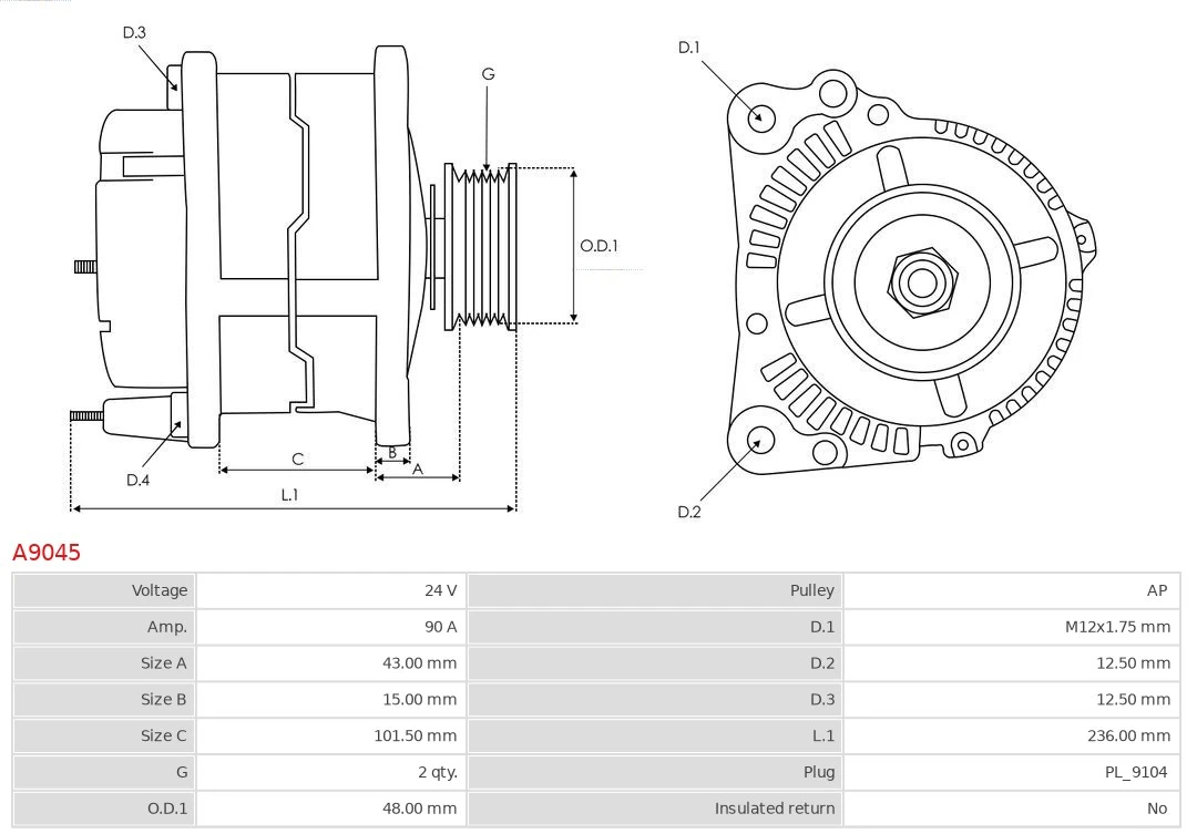 AS-PL A9045 Alternator