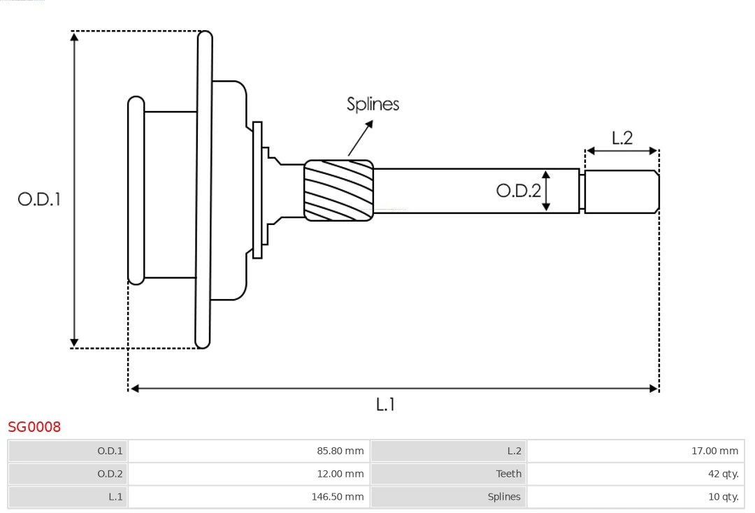 AS-PL SG0008 Ring Gear, planetary gearbox (starter)