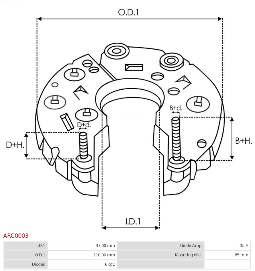 Rectifier, alternator Brand new AS-PL ARC0003