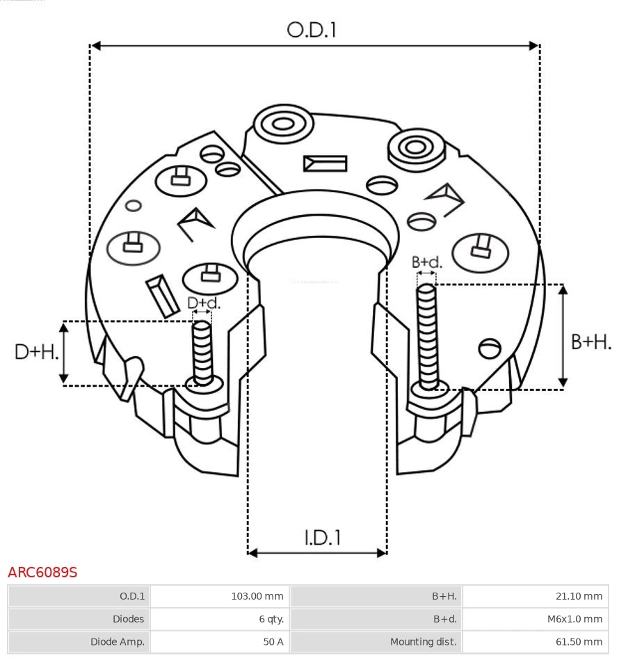 Rectifier, alternator Brand new AS-PL ARC6089S