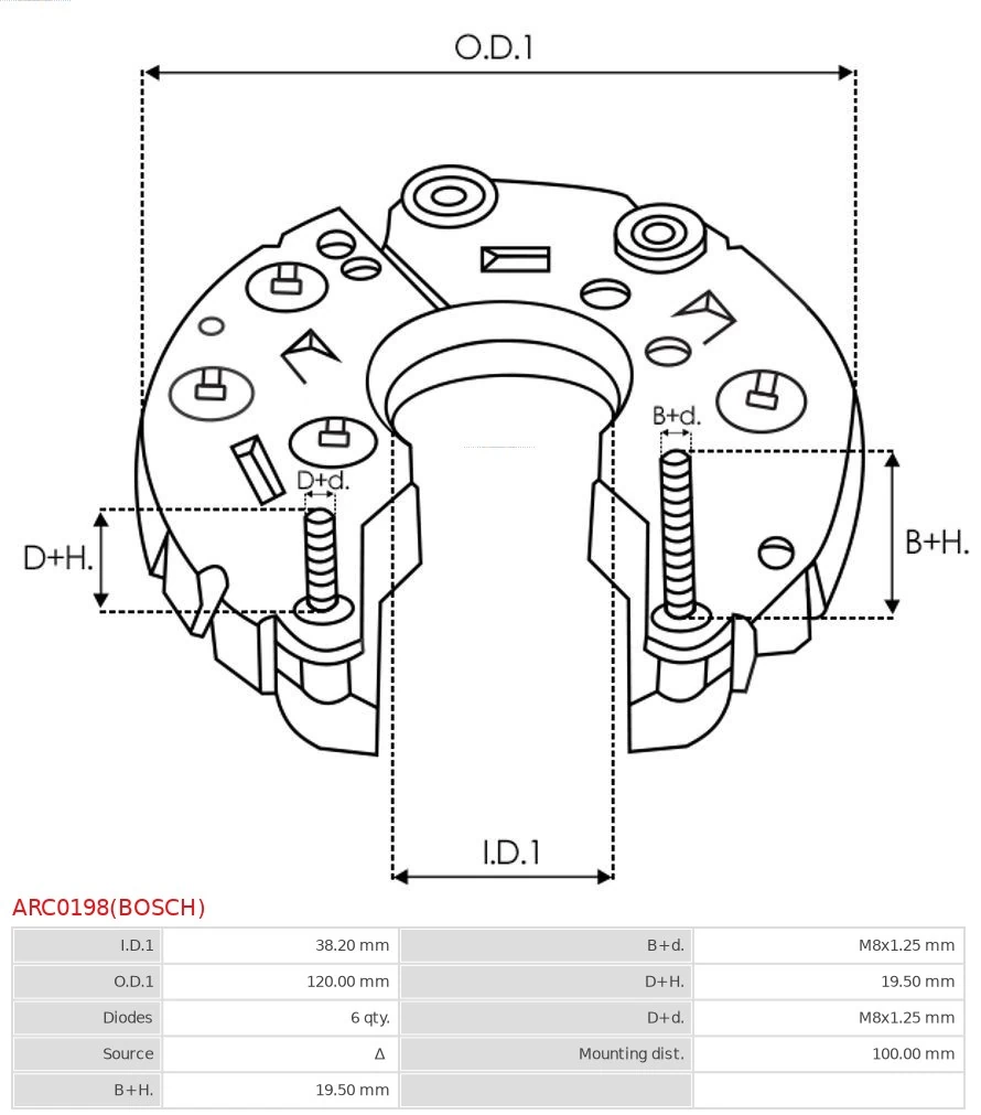 Rectifier, alternator Brand new Bosch ARC0198(BOSCH)