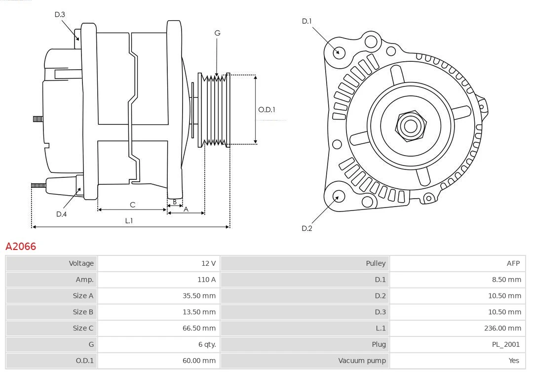 Alternator Brand new AS-PL A2066