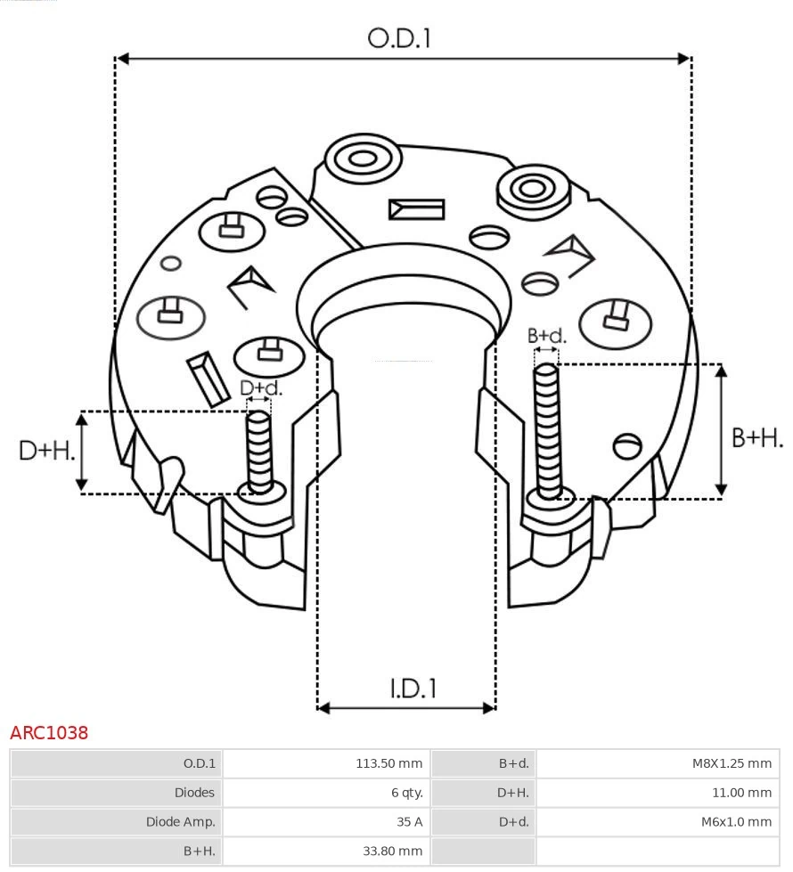 Rectifier, alternator Brand new AS-PL ARC1038