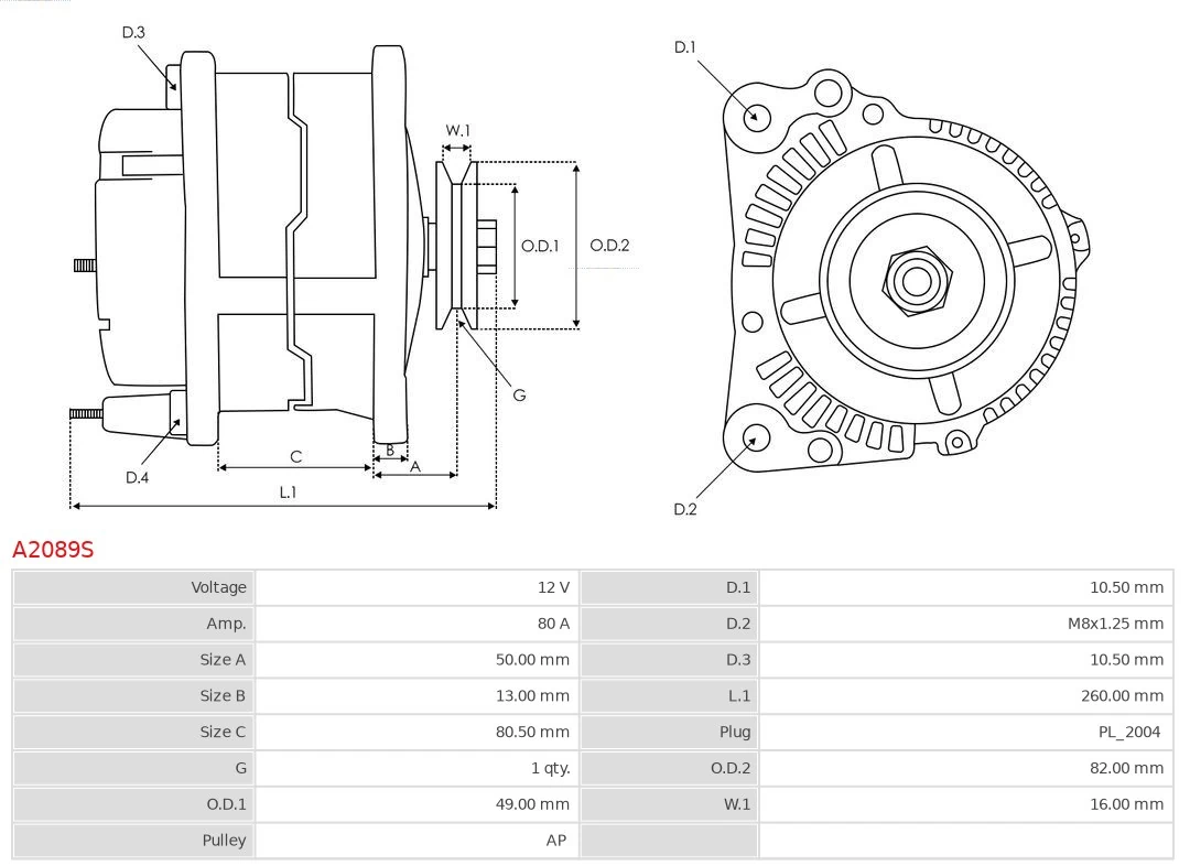 Alternator Brand new AS-PL A2089S