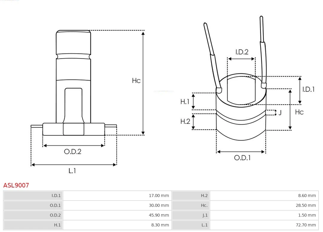 Slip Ring, alternator Brand new AS-PL ASL9007