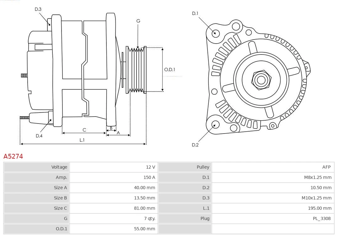 AS-PL A5274 Alternator