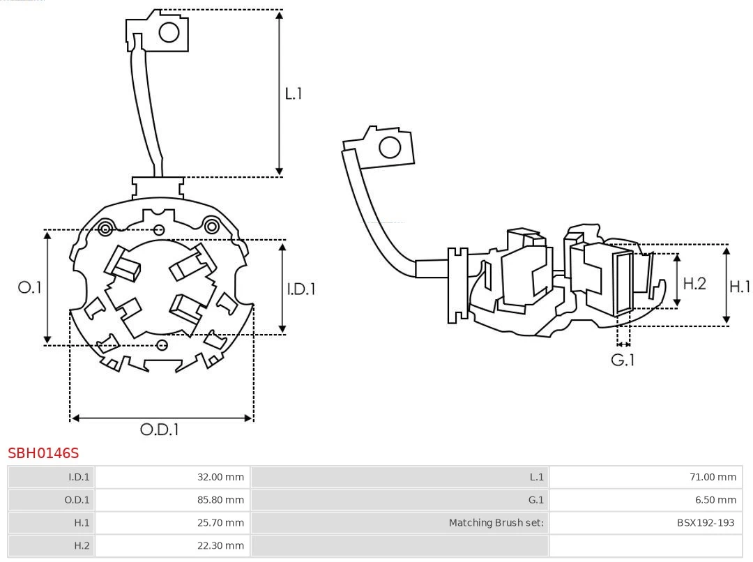 AS-PL SBH0146S Holder, carbon brushes