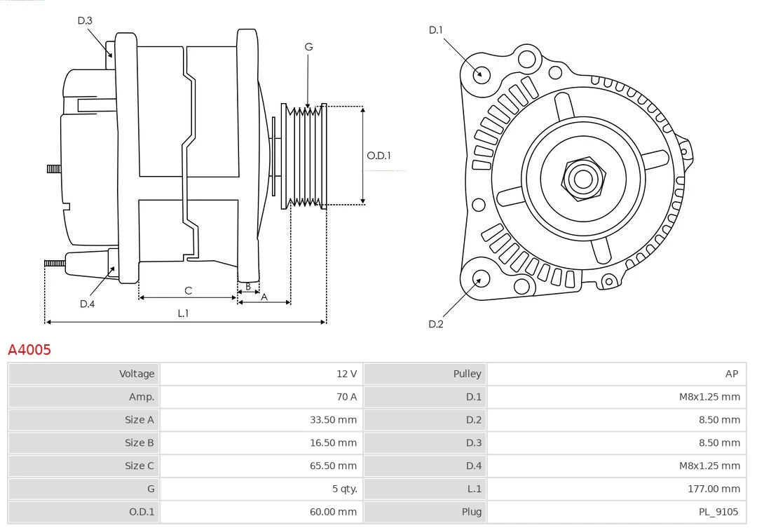 AS-PL A4005 Alternator