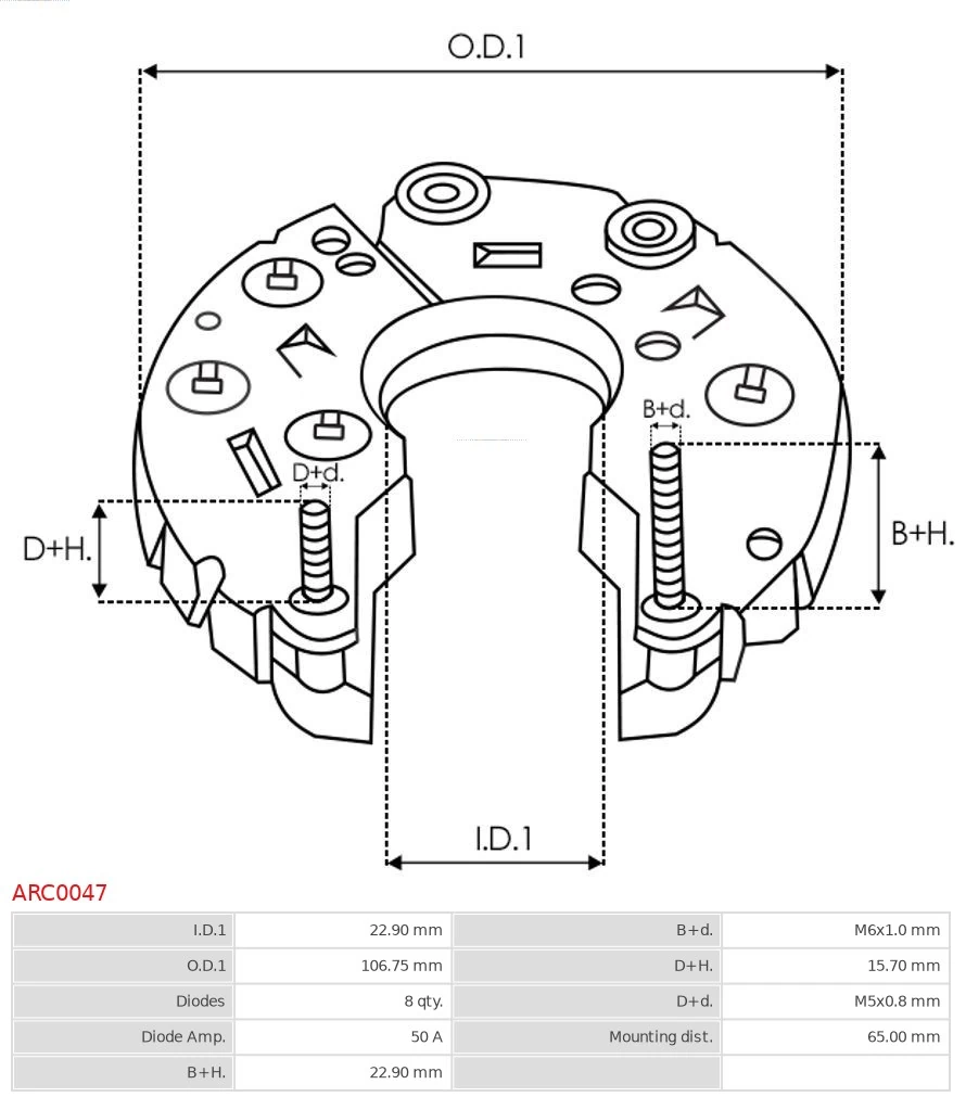Rectifier, alternator Brand new AS-PL ARC0047
