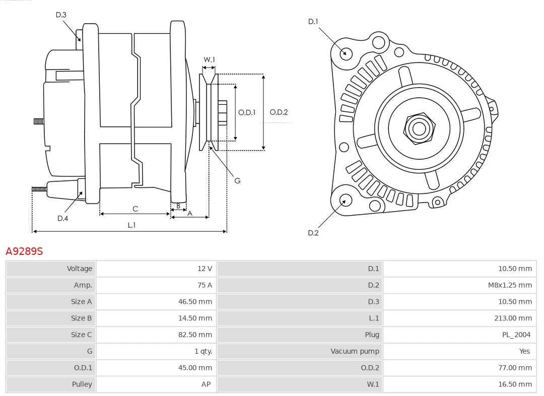 AS-PL A9289S Alternator