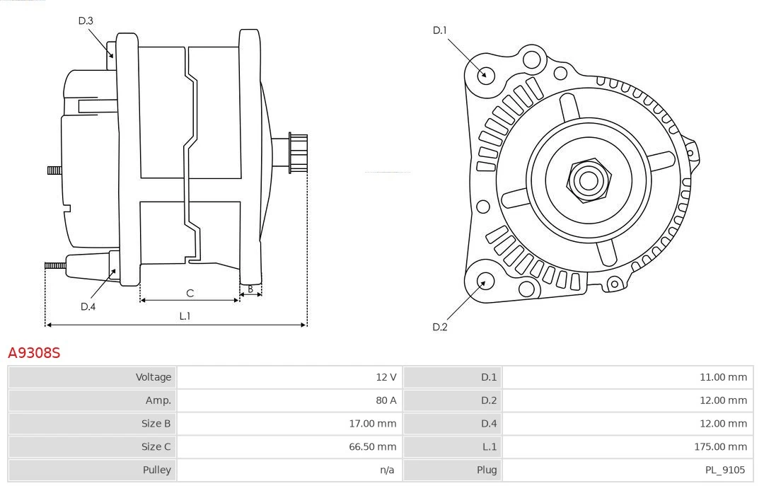 AS-PL A9308S Alternator
