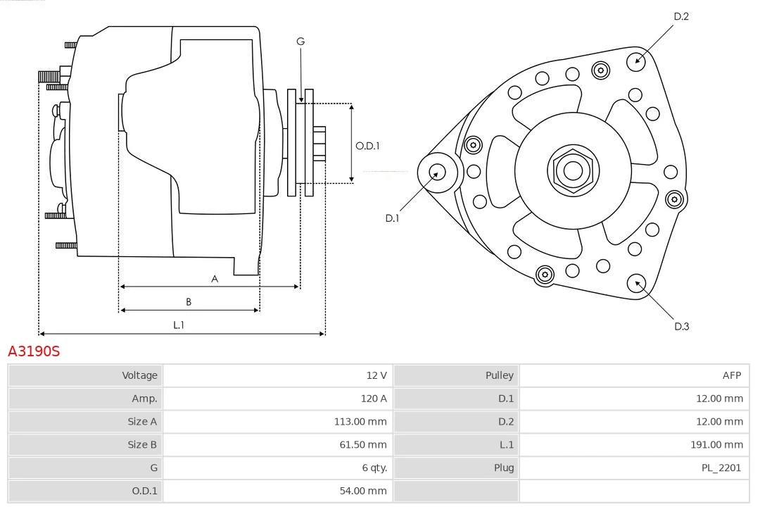 Alternator Brand new AS-PL A3190S