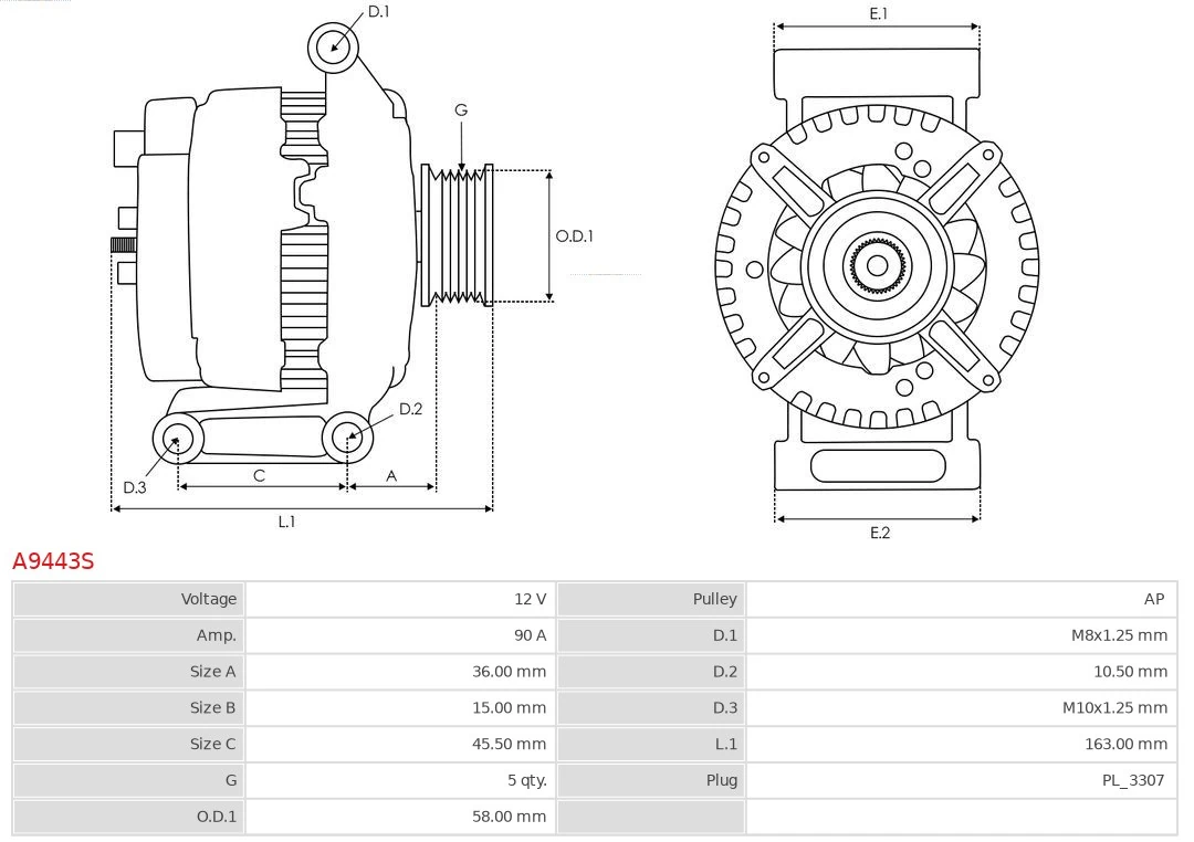 AS-PL A9443S Alternator